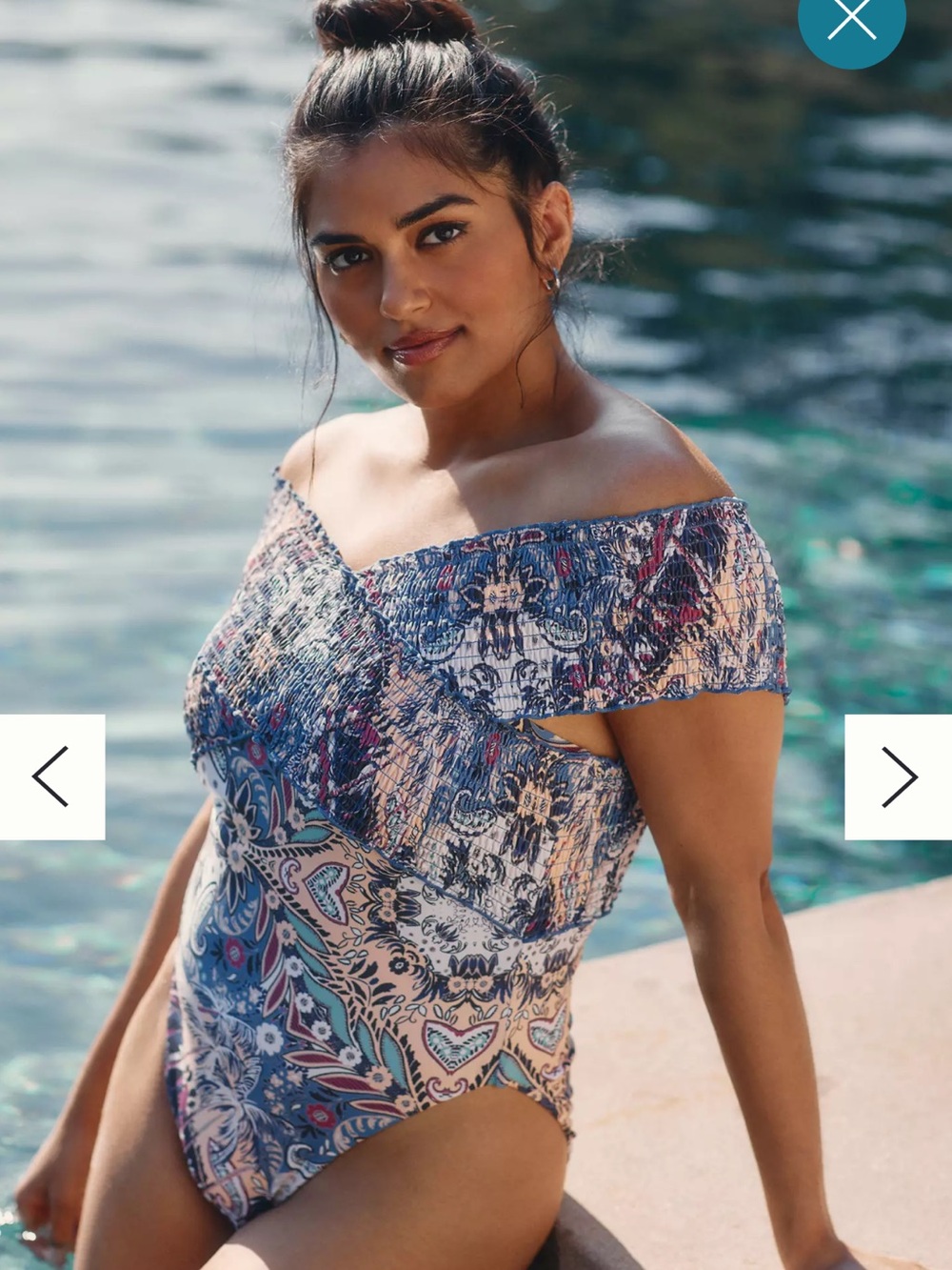 By Anthropologie Smocked Paisley Floral Boho One Piece Swimsuit Size 1X